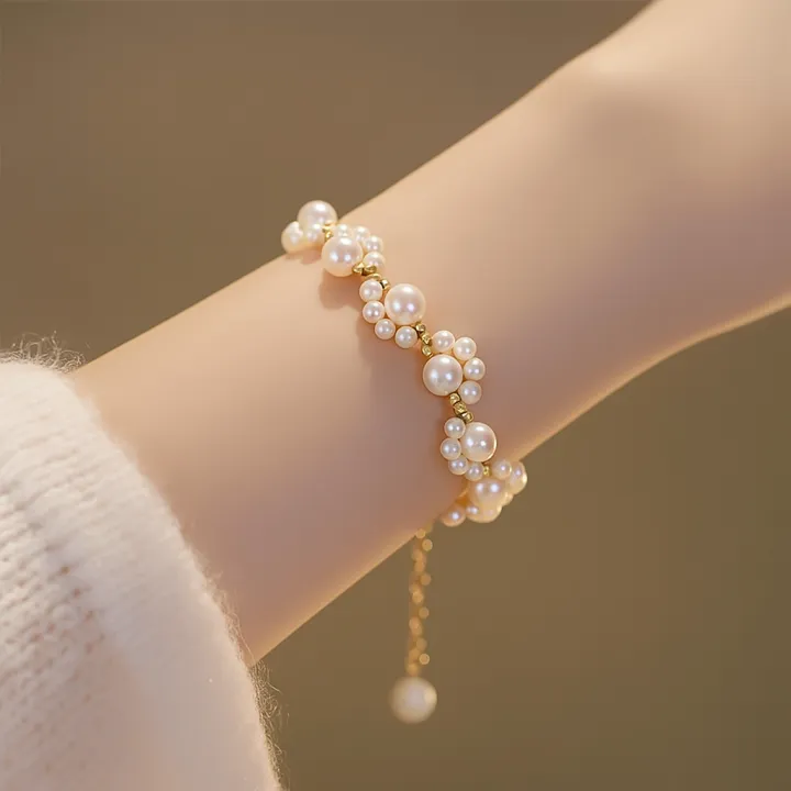 Elegant Cat's Paw Pearl Beaded Bracelet for Girls & Women Fashion Jewelry Cute Charm Bracelet | Daraz.pk