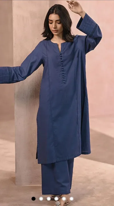 Exclusive Premium 2PC Blue Stitched linen Dress- Soft, Breathable Fabric with Timeless Design for Girls & Women Lace Work on Arms Trendy 2 piece Shalwar kamez Suite for ladies Fashion girls clothe winter collection | Daraz.pk