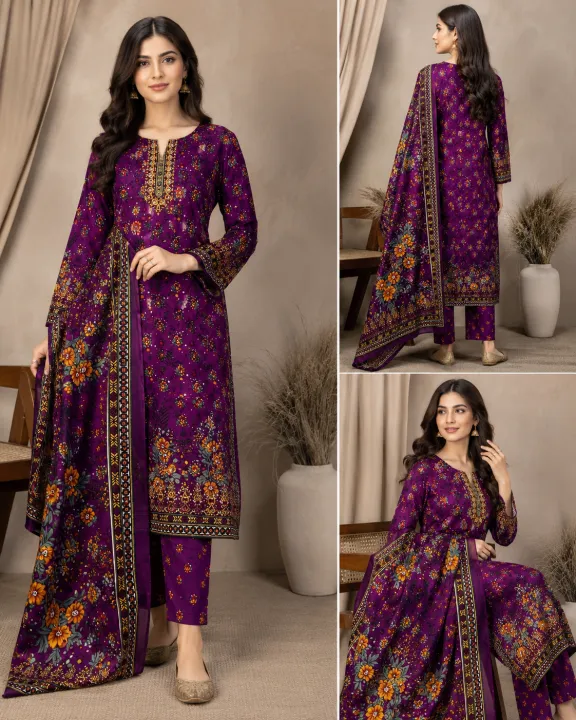 Multicolor Swiss Lawn 3 piece suit unstitched sale for Girls and Women – Summer Collection | Daraz.pk